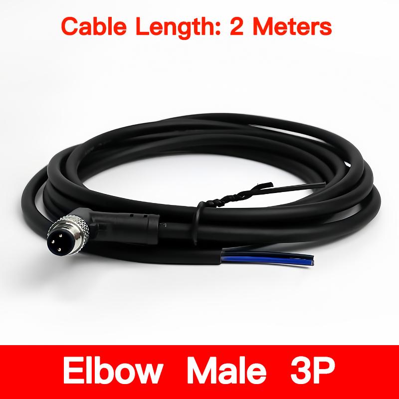 2Meters M8 Sensor Connector Male & Female, 3/4/5/6/8 Pin Waterproof Cable Plug, Integrated Injection Molding for Industrial Use