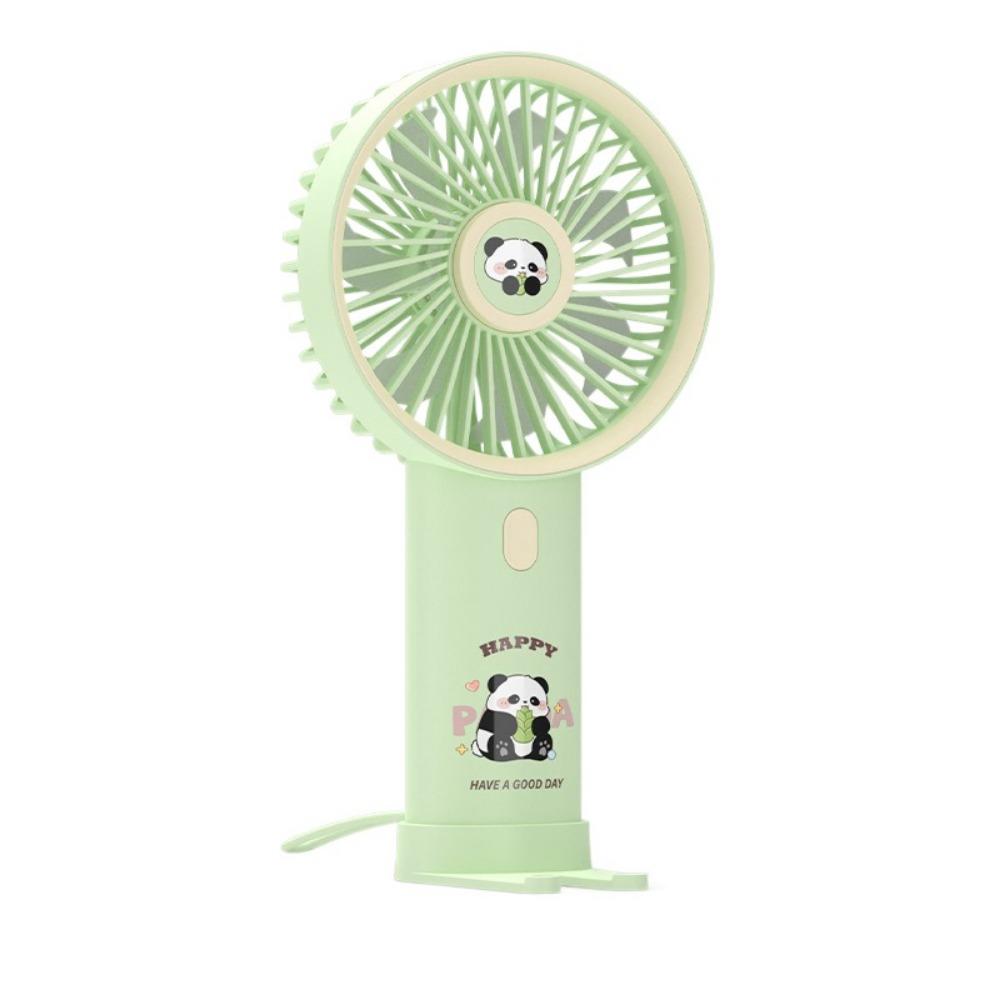 Green Cartoon Panda Fan Creative Cartoon Handheld Fan Simple Mini Electronic Fan  Camping