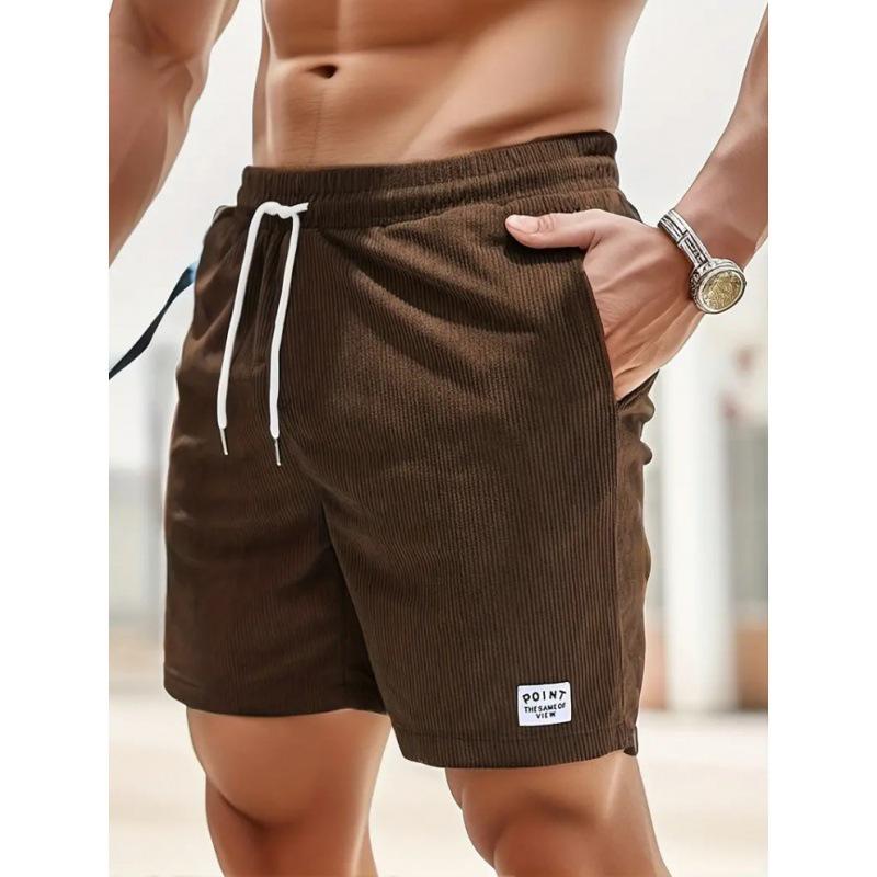 Pantaloncini Sportivi da Uomo in Velluto a Coste Monocolore con Lacci 2026