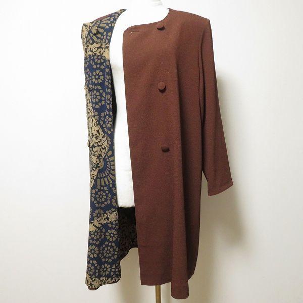 Used #anc Shisendo Hitoshitamura Coat Brown Crepe Reversible No Color Floral Pattern Japanese Pattern Stole Long Women's [968939]