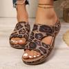 Ladies Shoes 2025 New Leopard Print Women's Slippers Outdoor Casual Summer Plus Size Open Toe Concise Wedge Slippers