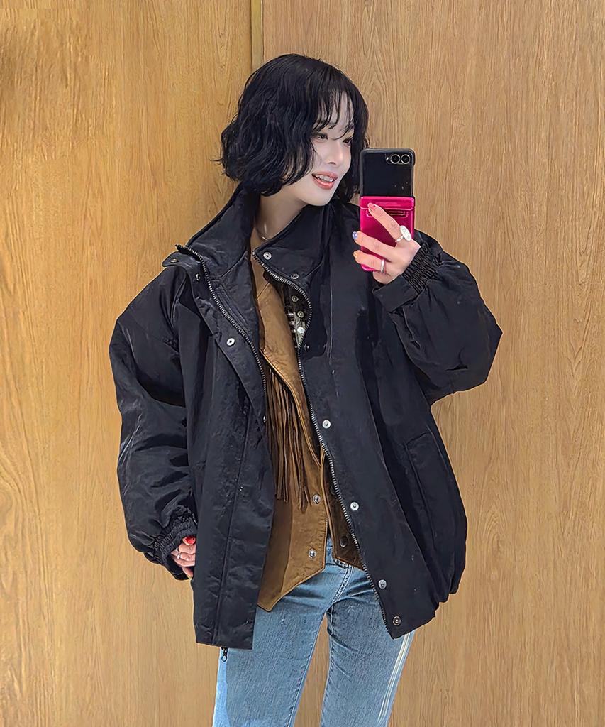 Generalidea Unisex Padded Volume Blouson Bomber Jumper [Black] / Sbe3U07006
