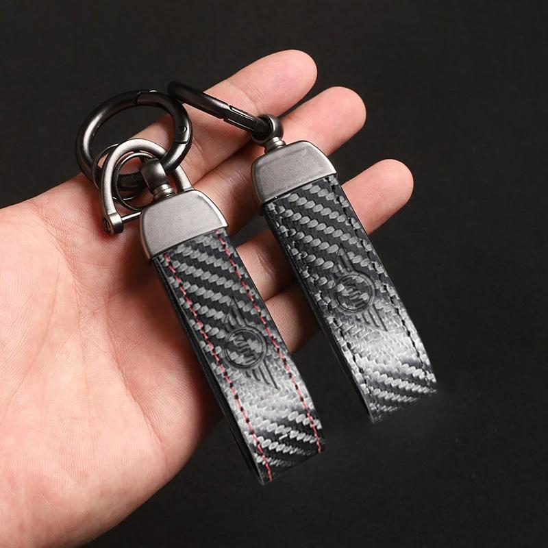 LXZR9 Carbon Fibre Leather Car Logo Keychain Key Ring Holder For BMW Mini Cooper R50 R53 R55 R56 R60 R61 F54 F55 F56 F60 Accessories