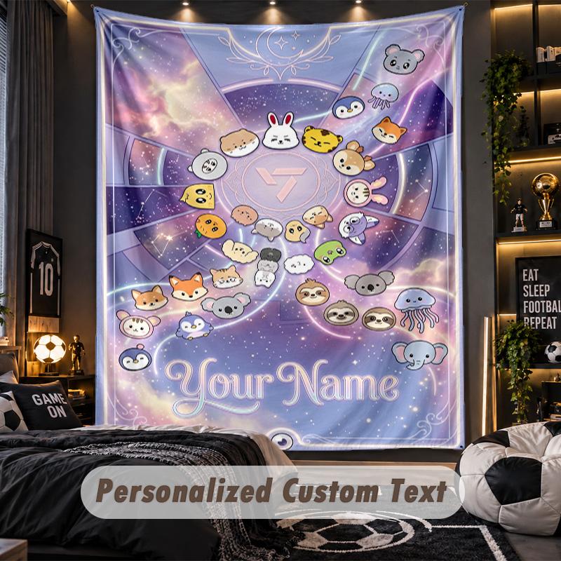 Personalized Wall Tapestry,SEVENTEEN Custom Printed Name, Fabric Wall Art For Indoor Room Backdrop