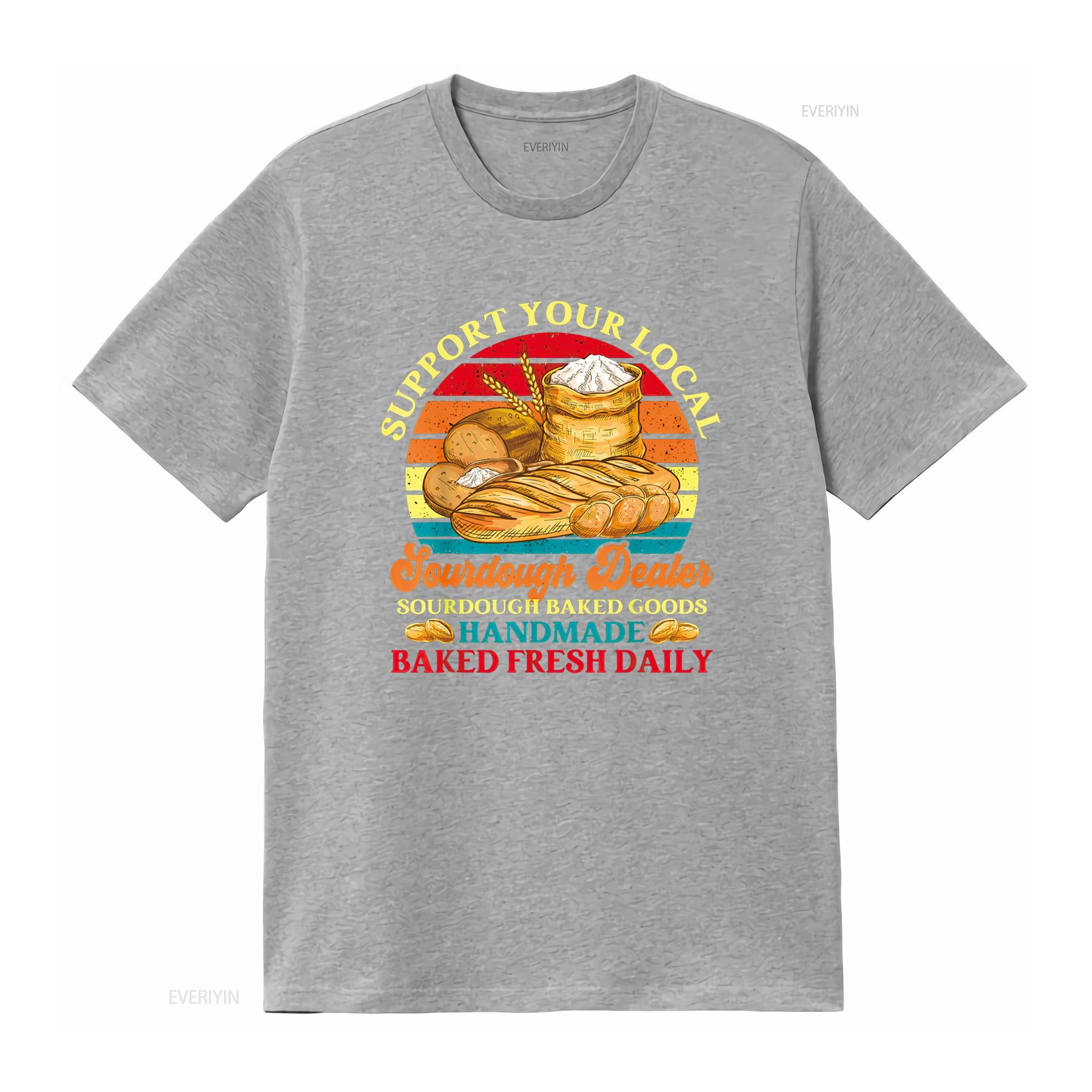 Bread Baker Retro Sunset Support Your Local Sourdough Dealer T Shirt vintage Washed graphic Top For Everyday Wear Breathable S