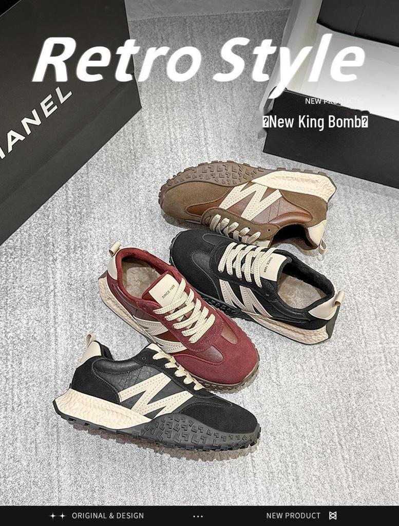 Dexun Women's Genuine Leather Velvet Running Shoes - 2024 Winter Collection: Lightweight, Versatile, Casual Sports Sneakers.