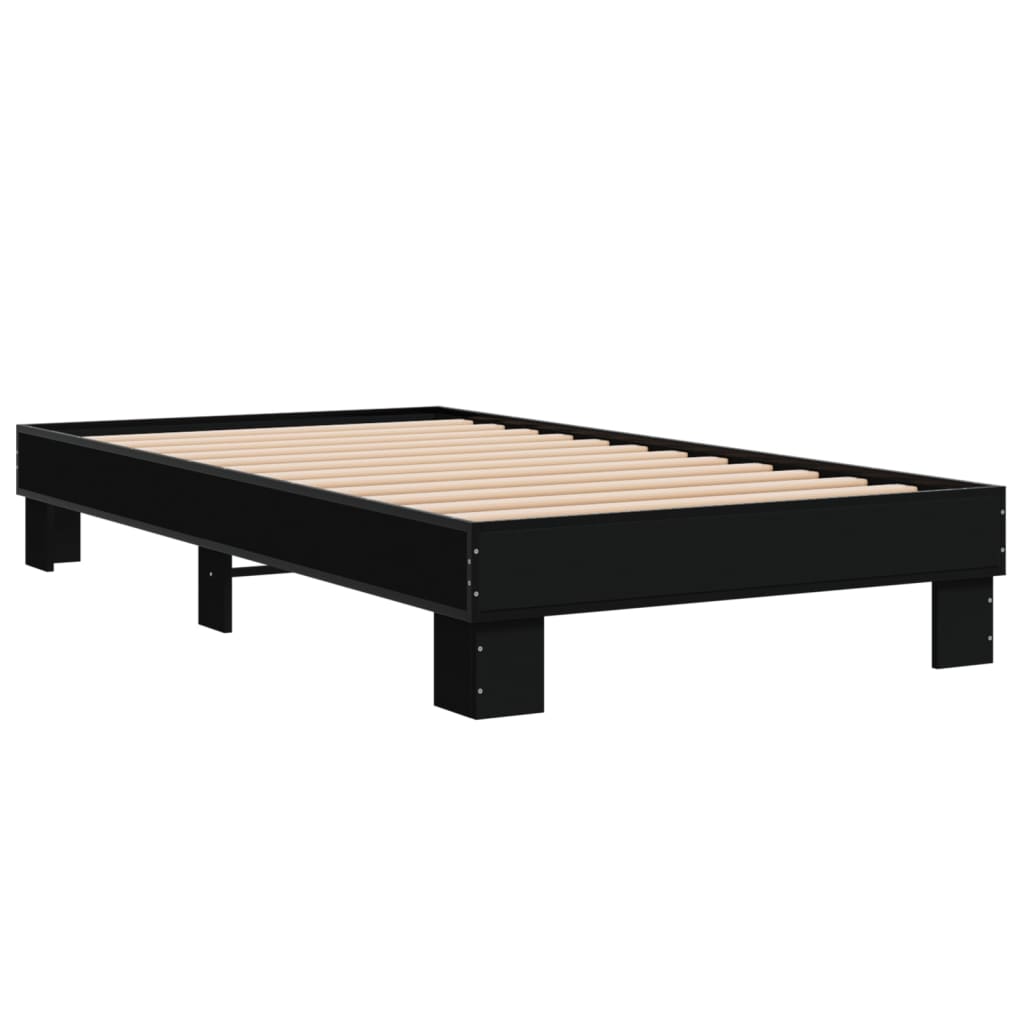 Bed Frame Black 90 x 200 cm Particleboard and Metal
