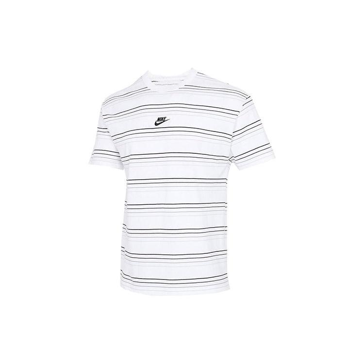 Nike Sportswear Embroidered Logo Stripe Loose Knit Sports Short Sleeve White Men s DB6532-100 XXL