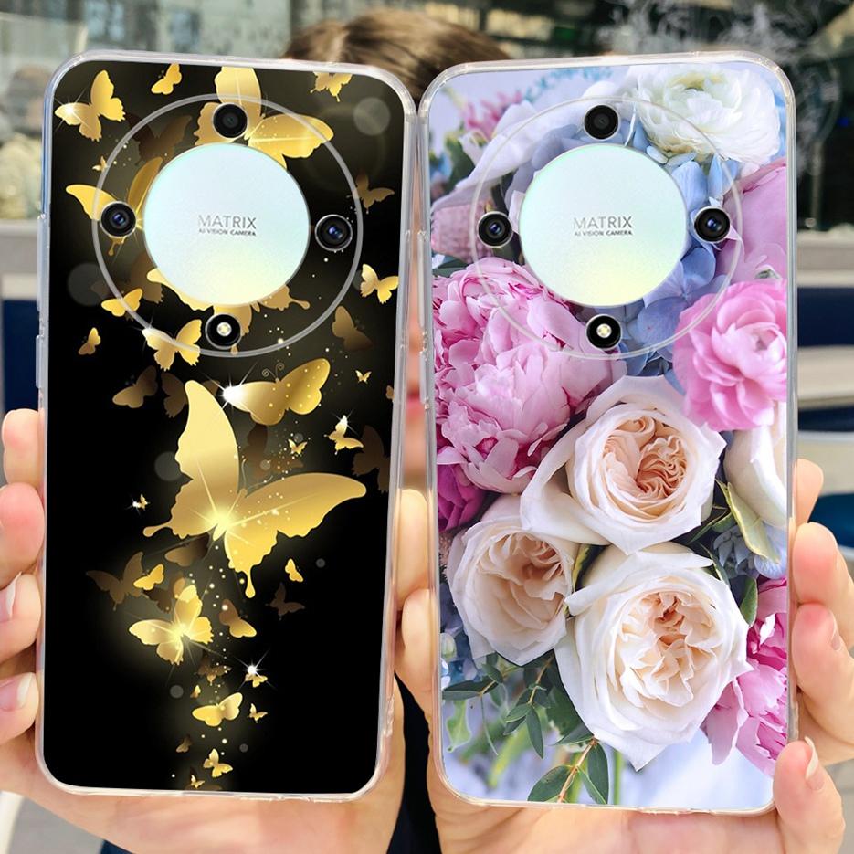 For Honor X9b 5G Case ALI-NX1 Cute Cat Butterfly Painted Cover Soft Silicone Phone Cases For Honor X9b X 9b HonorX9b Soft Fundas