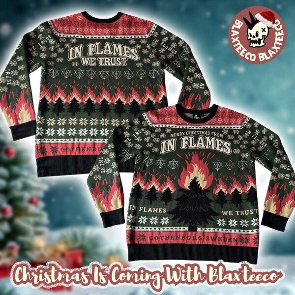 In Flames Merry Christmas From In Flames Gothenburg Sweden In Flames We Trust Vi Unisex T-Shirt XXXXL