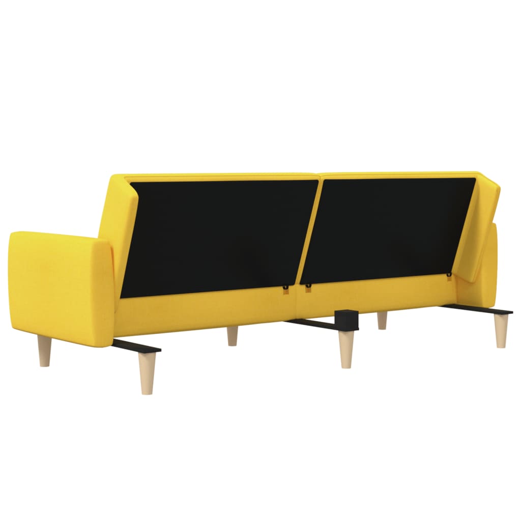 2 Seater Sofa Bed Yellow Fabric