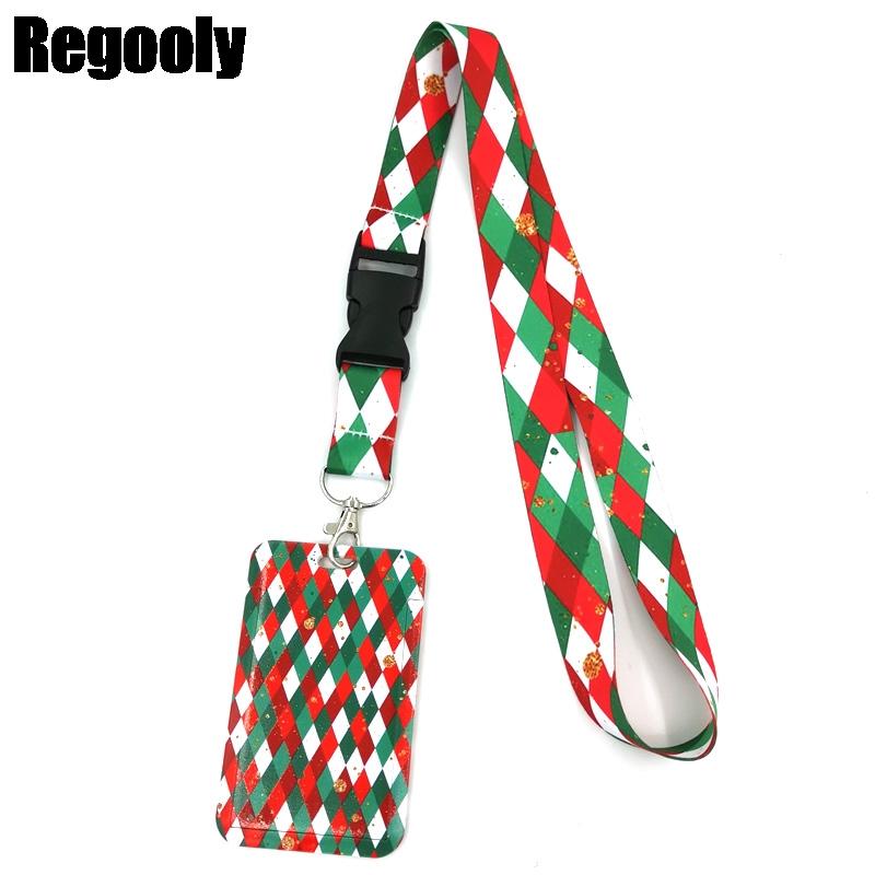 Christmas Art Cartoon Anime Fashion Lanyards Bus ID Name Work Card Holder Accessories Decorations Kids Gifts