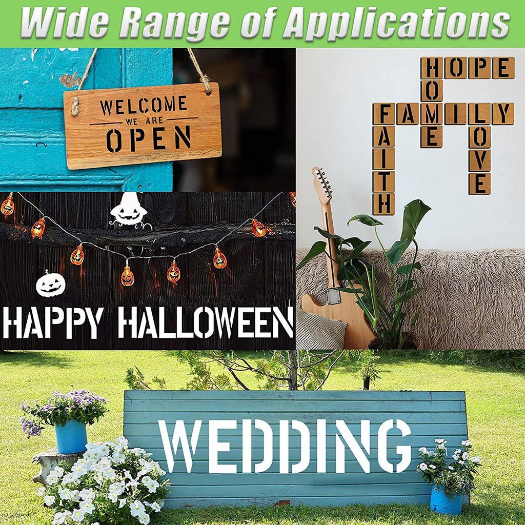 42-delige in elkaar grijpende letter-, cijfer- en symboolsjabloonset voor doe-het-zelf schilderen