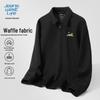 JEANSWEST LIFE Men's Waffle Knit Long Sleeve Polo Shirt