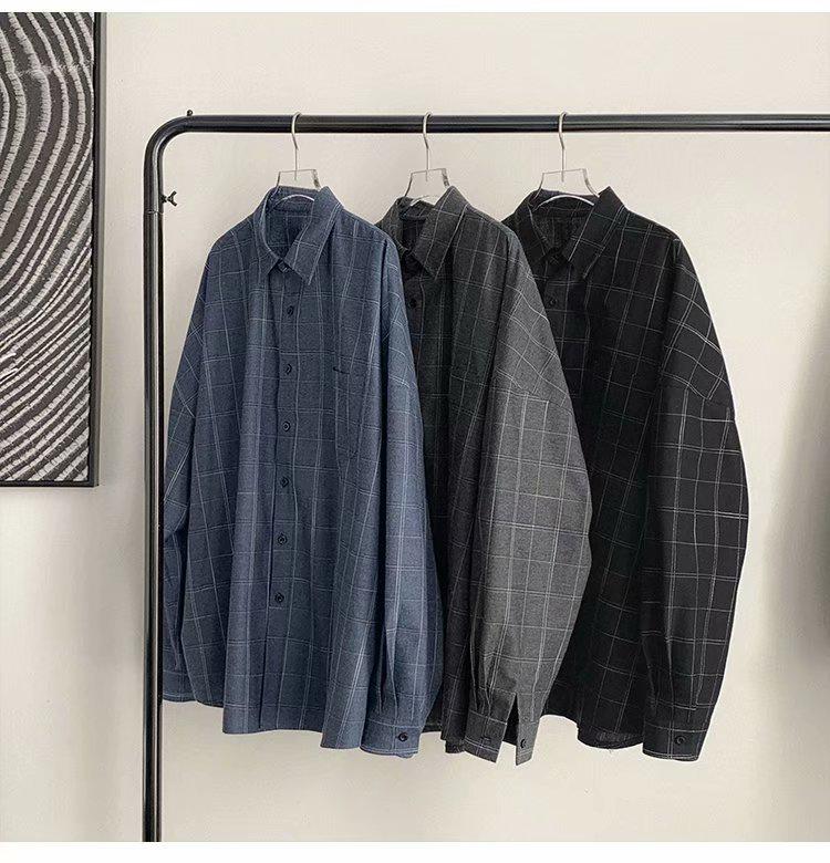 Camisas de Cuadros Retro de Moda para Hombre - Chaquetas Casuales Estilo Coreano y de Hong Kong