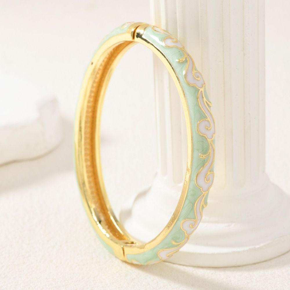 Enamel Vintage Cloisonne Bangle Traditional Women's Hand Bracelet Hollow Out Flower Bangle  Woman