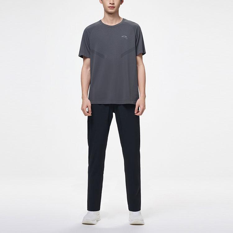 Anta Running Series Solid Color Mid Waist Comfortable Versatile Breathable Straight Leg Casual Pants Men Bottoms Black 152425501-2