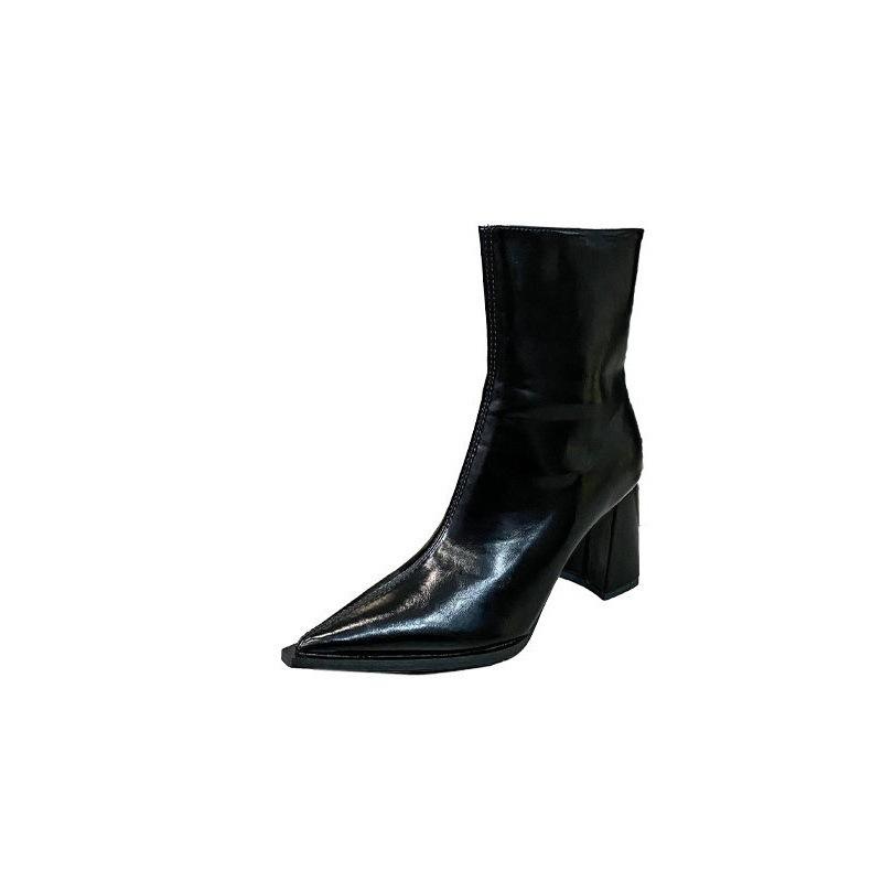 Pointed Boots Femininity Black Fashion Naked Boots Skinny Versatile Coarse Heel French Elastic Skinny Boots