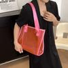 Square Transparent Handbag Candy Color PVC Tote Bag Casual Waterproof Shoulder Bag  Female