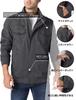 TACVASEN Herren Motorradjacke, Kälteschutz, Amerikanischer Stil, Hoher Kragen, Kurze Jacke, Schlicht, Oversized, Elegant, Grau, Größe L