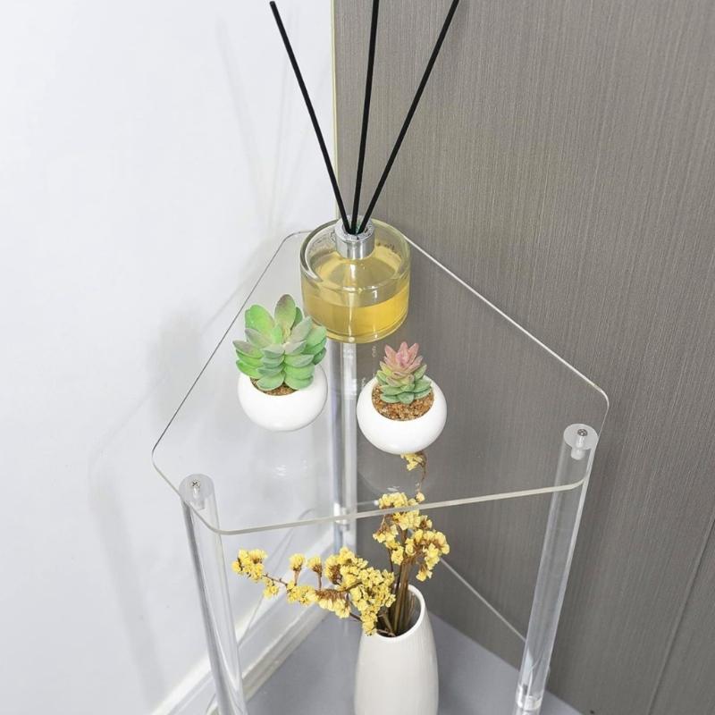 Acrylic Coffee Table Clear Multipurpose Furniture Sturdy Side Table Transparent Desk Polygonal Shape Bedroom Nightstand