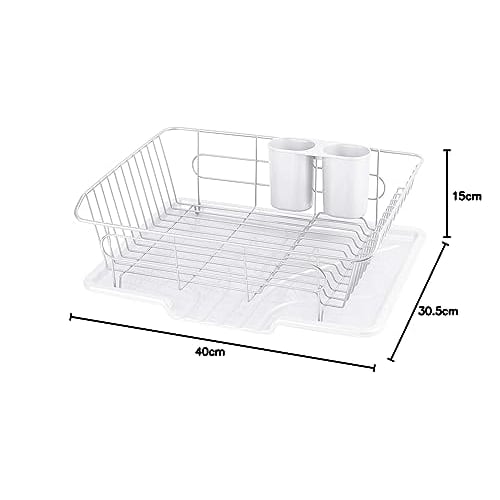 Pearl Metal Dish Drainer with Draining Tray, White, Vertical Storage, Ardeo HB-4593