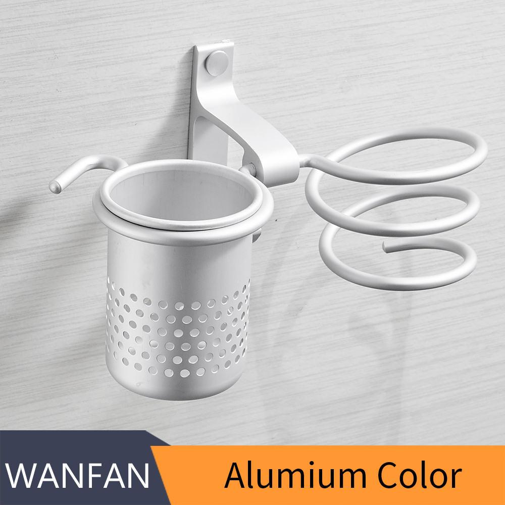 Hair Dryer Holder With Cup Households Rack Hair Blow Dryer Shelf Metal Wall Mount Bathroom Accessories Gold Hair Dryer Rack 9248