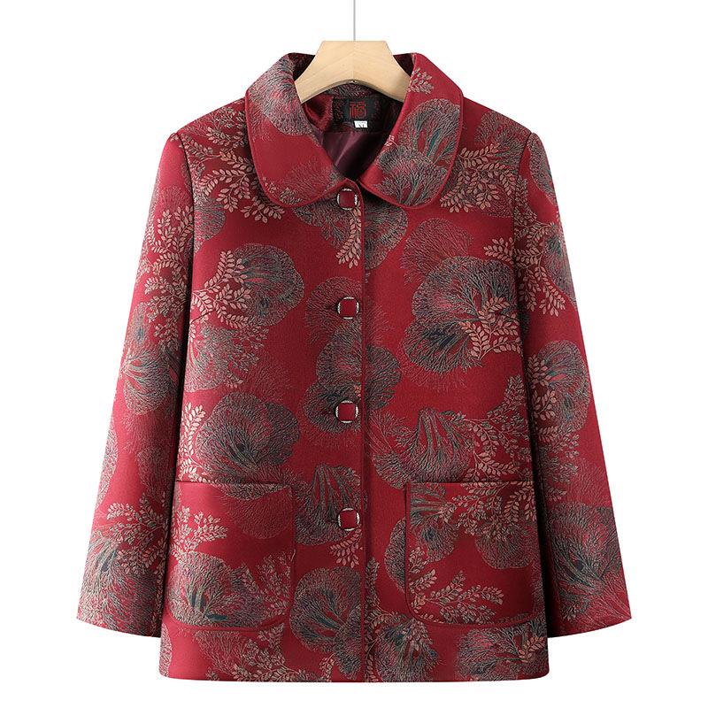 

Stylish Spring Jacket for Women: Trendy Printed Top for Middle-aged & Elderly 5XL for 143-155 jin червоний