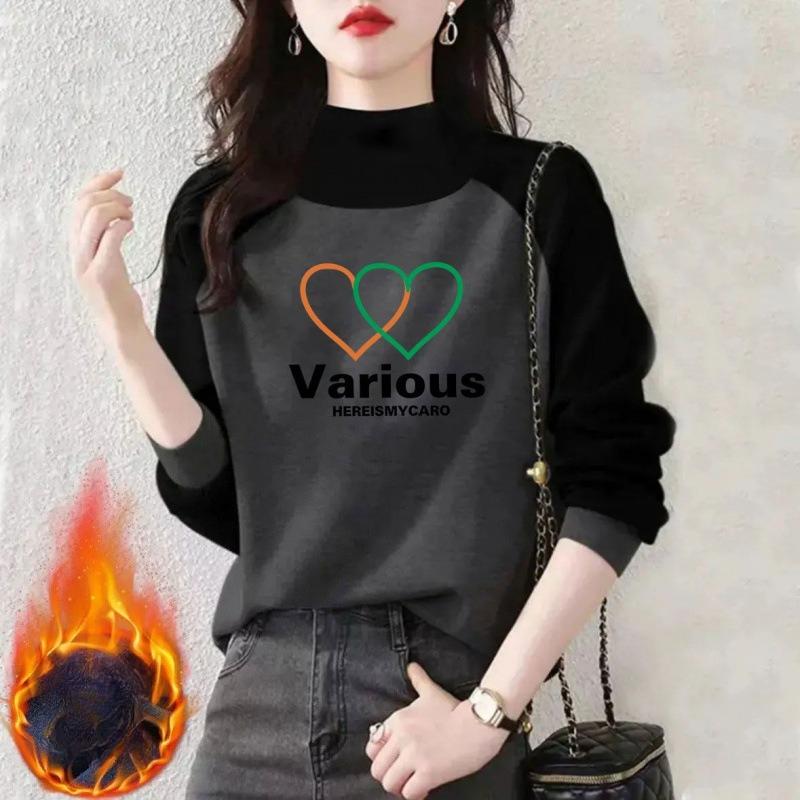 A Loose and Fashionable Long-sleeved Semi-high-neck Sweatshirt for Women, Which Is Slimming, Warm and Makes Them Look Younger
