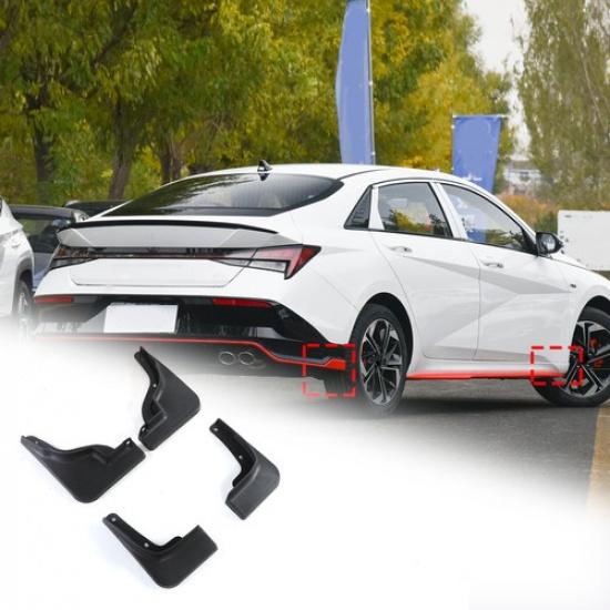 Black Front & Rear Mud Flaps Splash Guards Mudguard For Hyundai Elantra 21-23