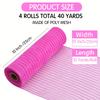 4 Rolls 10 Inch Red/Pink/White Decorative Mesh Ribbon, for Wreath Supplies Front Door Wreath Crafts Tree Decor Christmas NewYears Valentine'S Day