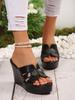 Large size summer open-toed square head flat sandals slippers women's shoes fashion casual women's flat slippers