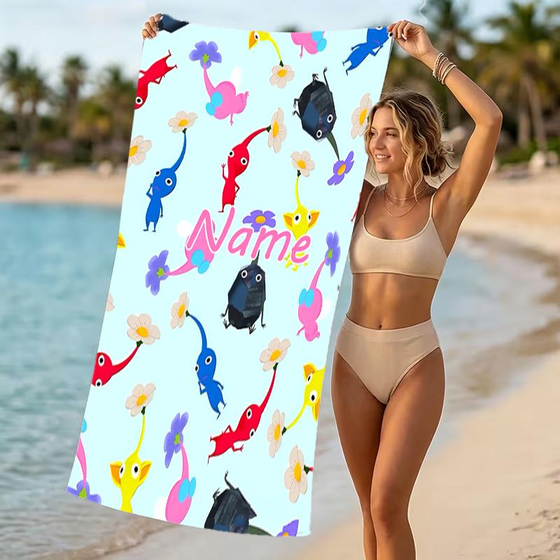 Customizable personalized beach towels Pikmin Pikmin themed designs.Suitable for the beach, yoga, sports;ideal as beach accessories