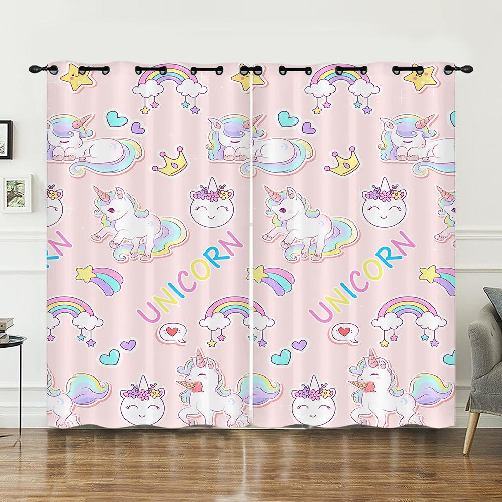Curtain Cute Illustration Animal 3D Digital Printing Blackout Curtain Punching