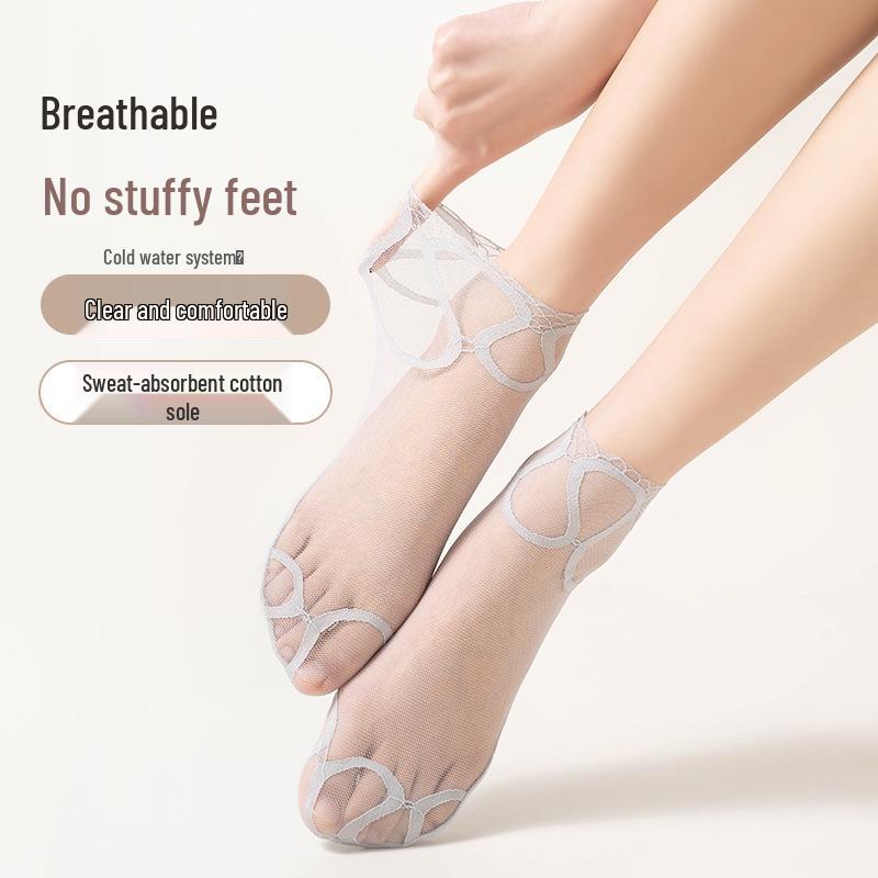 

Women s Lace Trim Ultra-Thin Mesh Mid-Calf Socks - Trendy, Breathable, and Sexy for Spring/Summer One Size