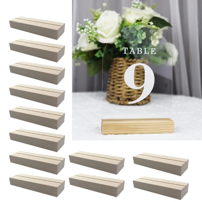 Set of 12 Natural Wood Card Stands Photo and Postcard Display Base for Home Decoration Stylish Picture Holders Shelf