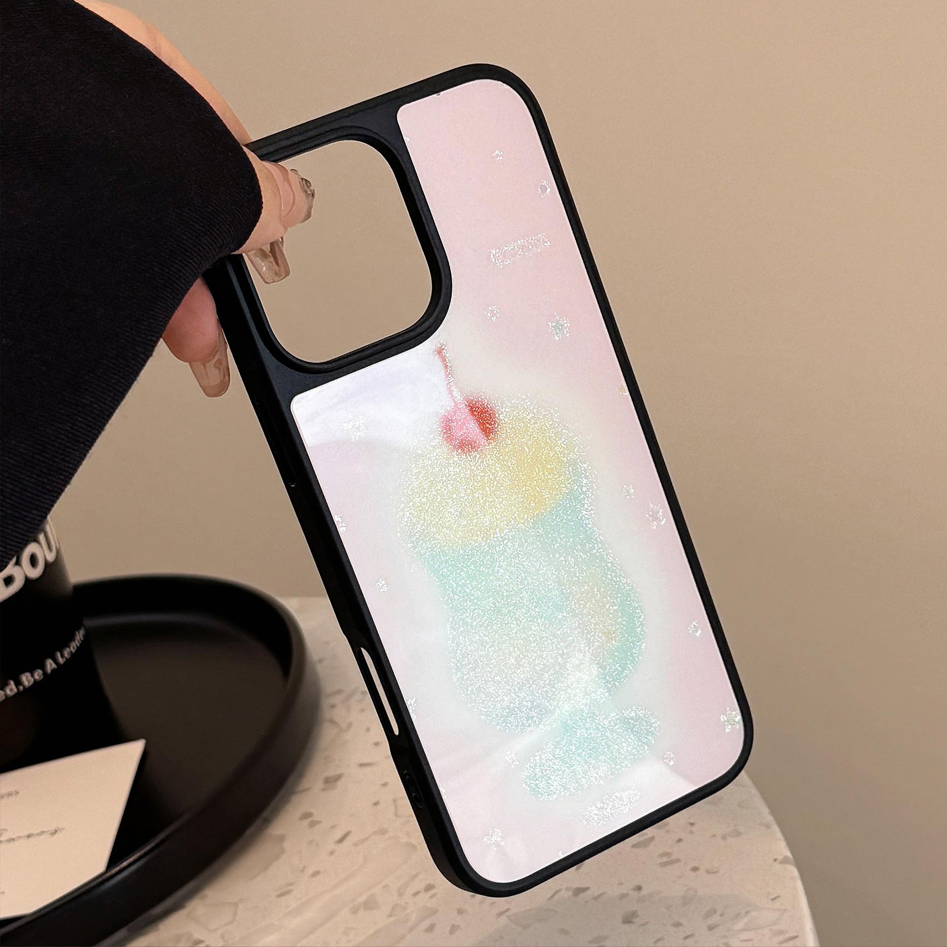 

Liusha for Apple 16 Promax Mobile Phone Case for IPhone 15 Glitter Juice Cup 17 Acrylic 13 Korean Style For HUAWEI P70pro