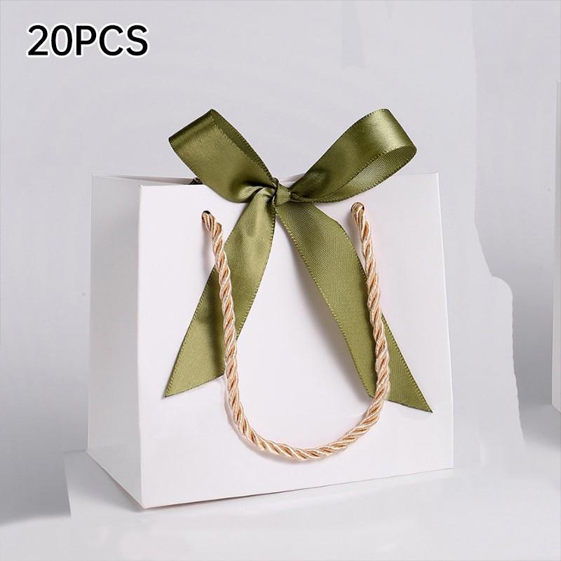 20pcs Pretty Gift Bag Packaging Bag Ribbon Fashion Butterfly-knot Paper Bags Fashion Solid Color Tote Bag Packaging Supplies