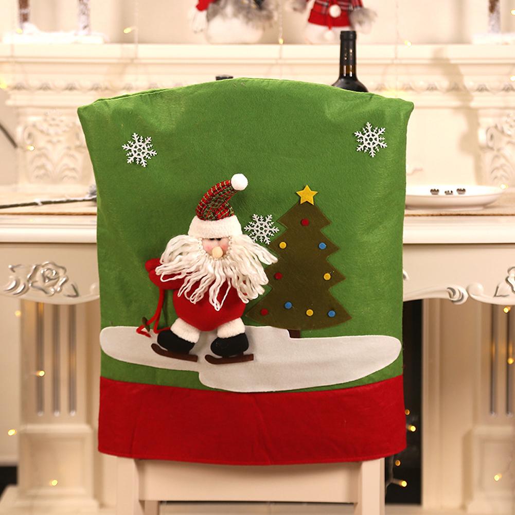 Santa Elk Snowman Printing Chair Cover Christmas Dinner Table Party Decoration Elderly#0