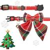 Christmas Cat Collar with Bow Tie Flower Sailor Bowtie Breakaway Safety Detachable Plaid Kitten Cats Pet Cute B Sailor Bow-Red
