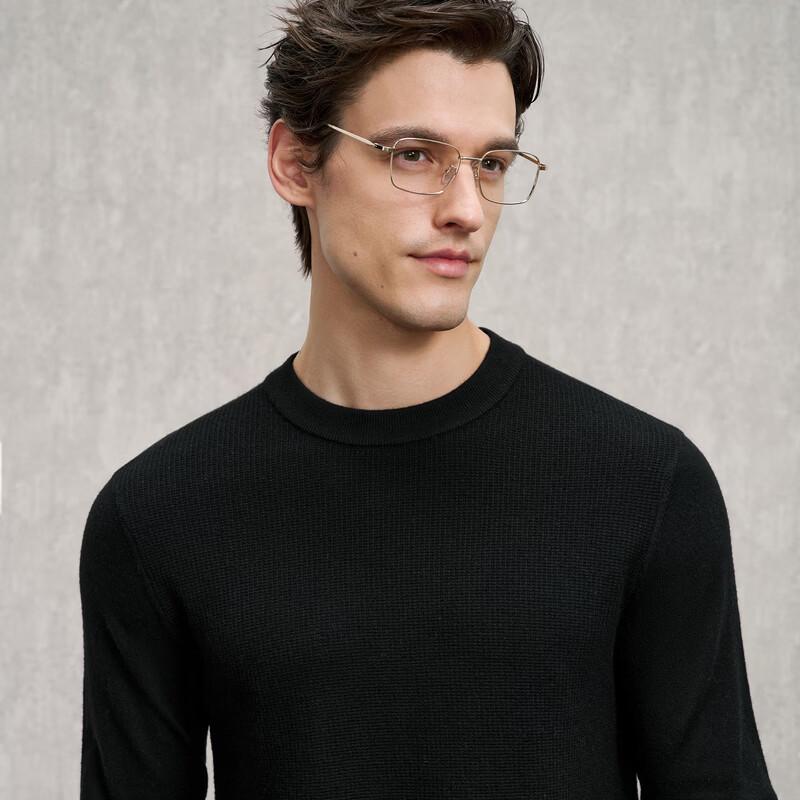 EMZ Herren Rundhals Wollmischpullover