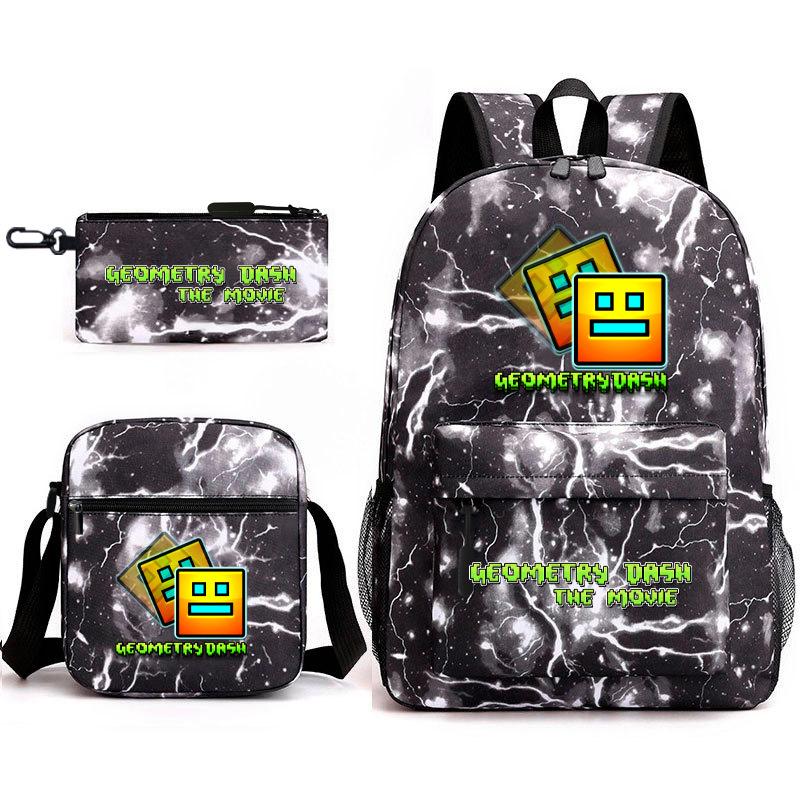 Geometry sprint game backpack geometry dash heat transfer backpack elementary school bag leisure bag