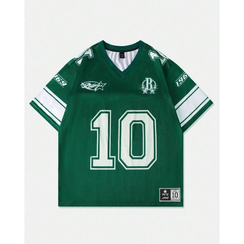 2025 New Men's and Women's Loose T-shirt Comfortable Sports Plus No. 10 Jersey Street Sports Short Sleeves Moto