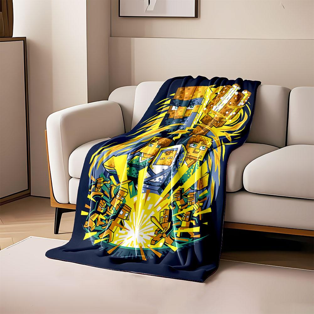 

Pixelated golden characters surrounded by dynamic yellow energy accents. for all seasons blanket lunch break throw gift 80cm x 120cm