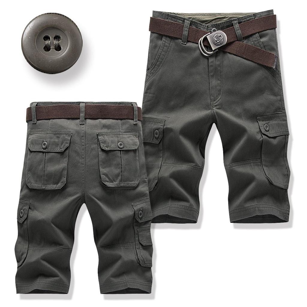 Ανδρικά Καλοκαιρινά Casual Φαρδιά Σορτς Εργασίας με Μοτίβο Παραλλαγής και Πολλαπλές Τσέπες