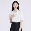 Women's Detachable Bow Short Sleeve Chiffon Blouse