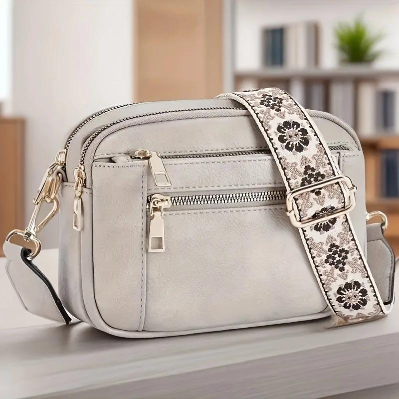 Grid Color Retro Popular Shoulder Bag Zipper Shoulder Strap Crossbody Bag Wallet Small Square Bag