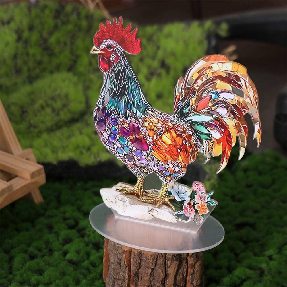 Acrylic Rooster Ornament Creative Miniatures Figurine Sculpture Animal Statue Ornament  Living Room