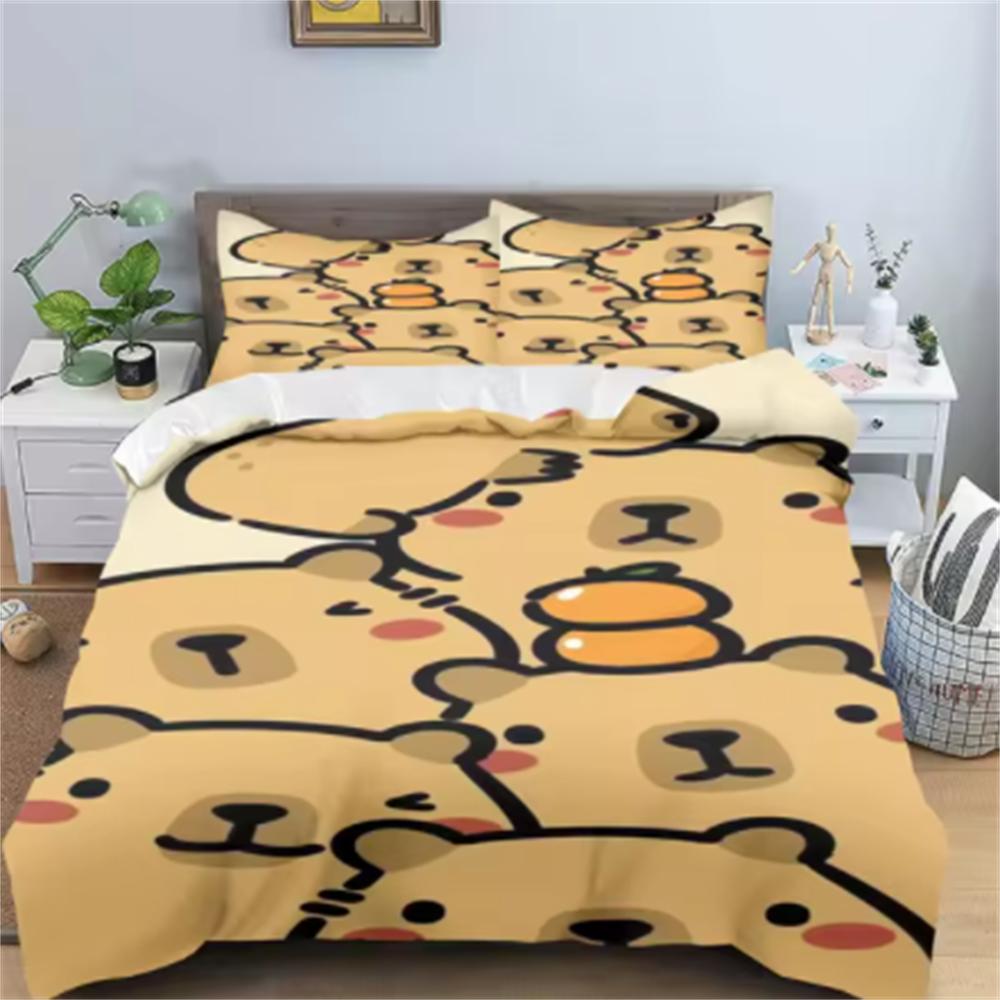 Capybaras Duvet Cover Anime Bedding Pillowcase Printed General Children And Adult Set Queen Size Reactive Printing Quilt