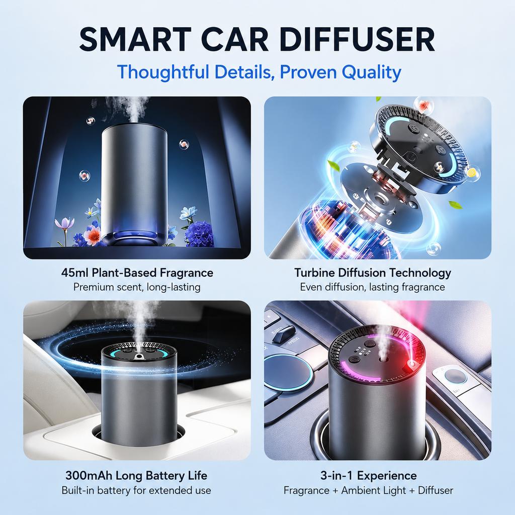 New Electric Car Air Freshener Car Interior Odor Remover Long-lasting Car Perfume Smart Air Purifier with Starry Sky Top